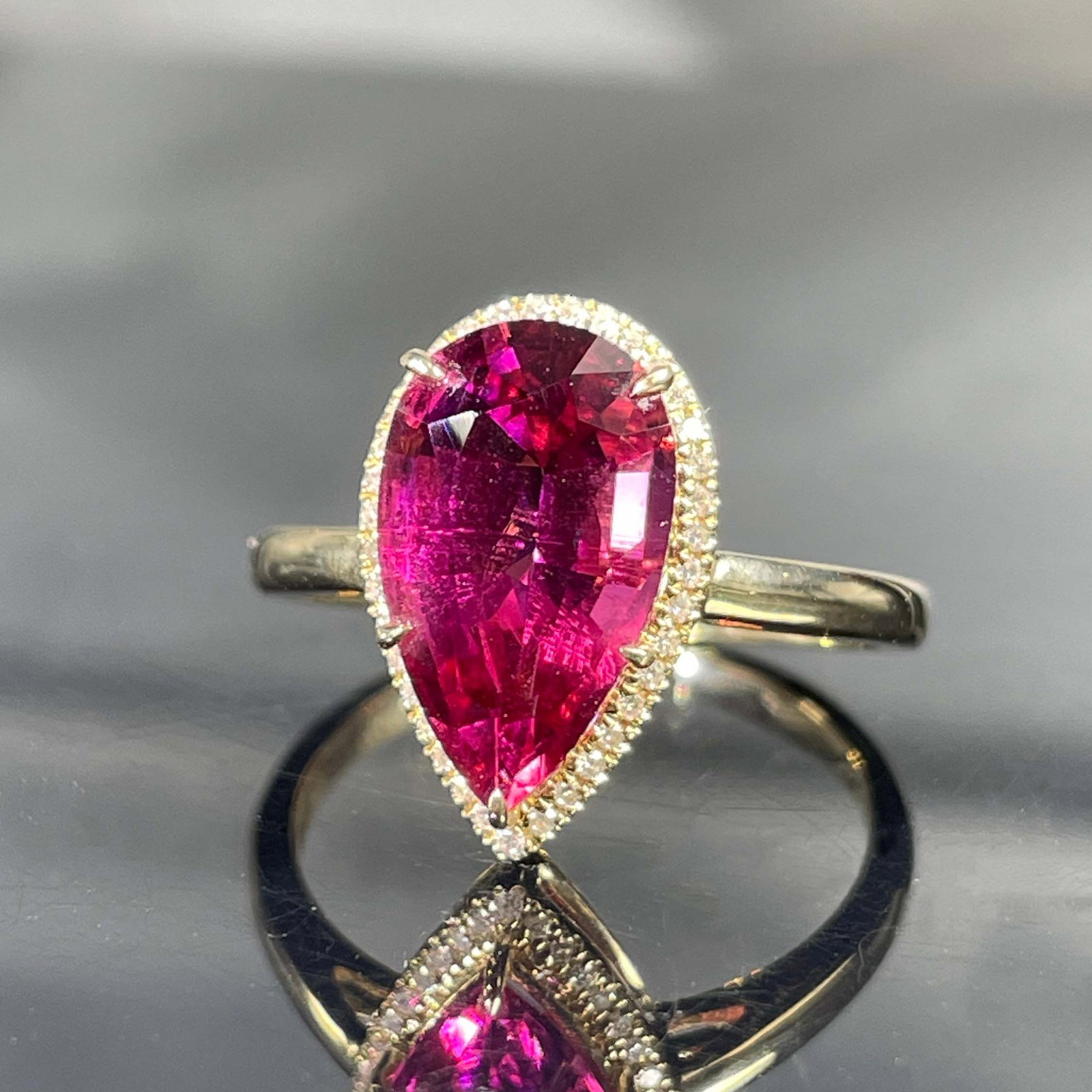 14k Gold 3.28 Ctw Natural Tourmaline & Diamond Ring - 2
