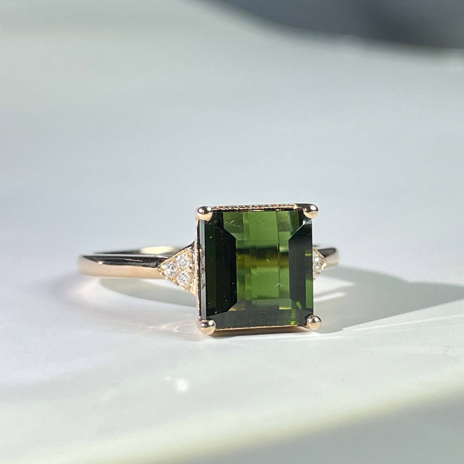 14k Gold 3.03 Ctw Natural Tourmaline & Diamond Ring - 2