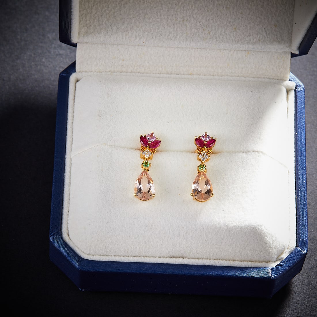 14k Gold 2.46 Ctw Natural Morganite & Diamond Earrings - 2