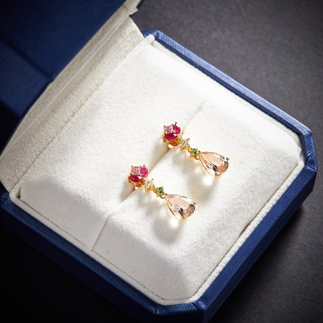 14k Gold 2.46 Ctw Natural Morganite & Diamond Earrings - 3