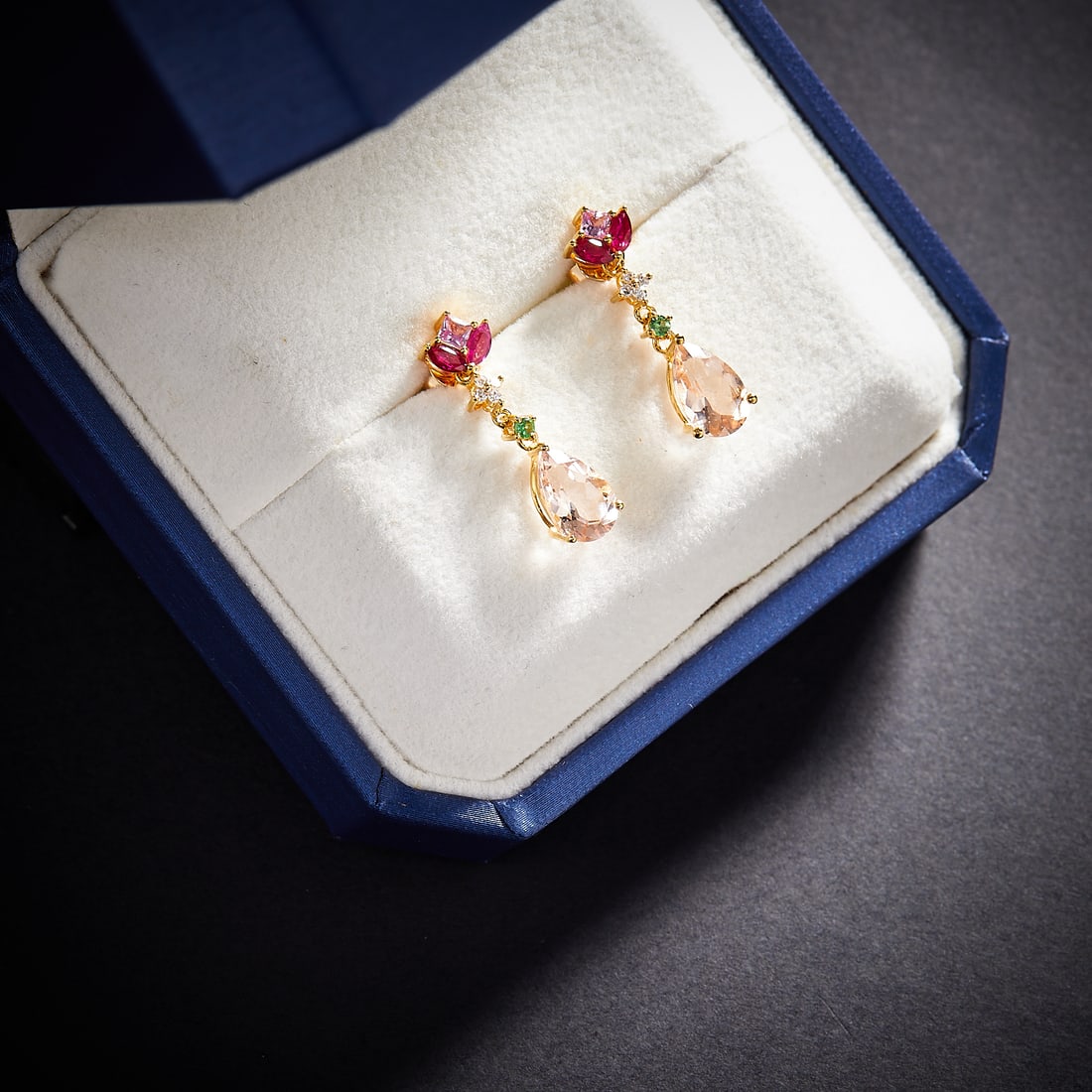 14k Gold 2.46 Ctw Natural Morganite & Diamond Earrings - 4