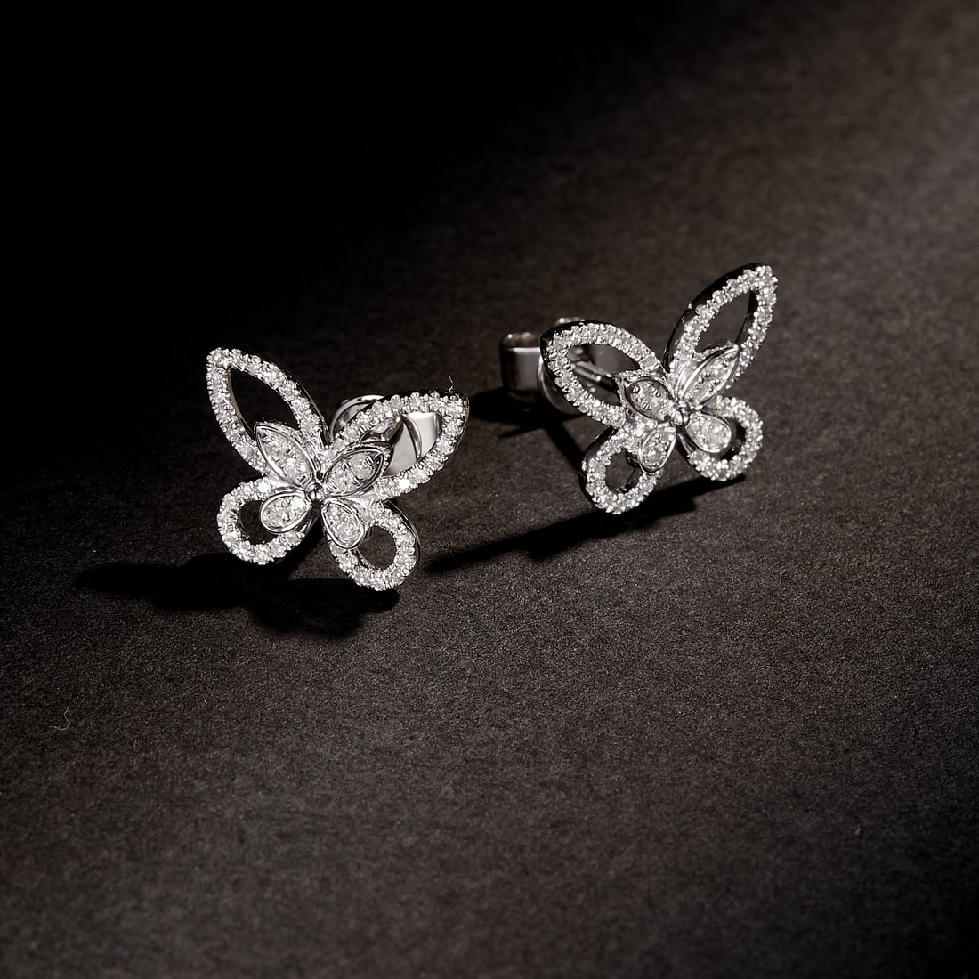 14k Gold 0.3 Ct Natural H Diamond & Butterfly Earrings - 3