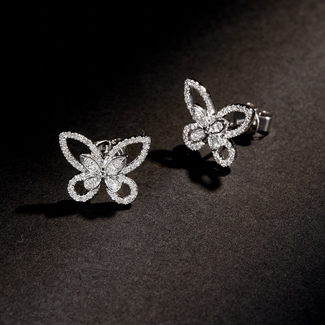 14k Gold 0.3 Ct Natural H Diamond & Butterfly Earrings - 4