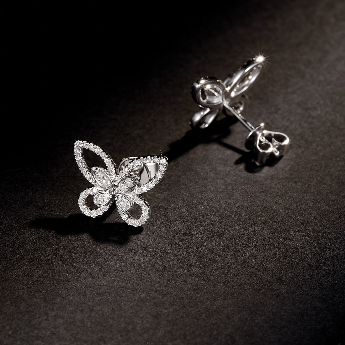 14k Gold 0.3 Ct Natural H Diamond & Butterfly Earrings - 5