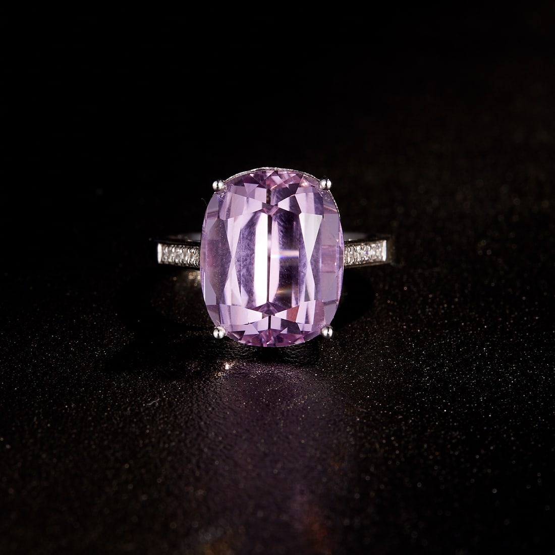 14k Gold 10.23 Ctw Natural Kunzite & Diamond Ring - 2