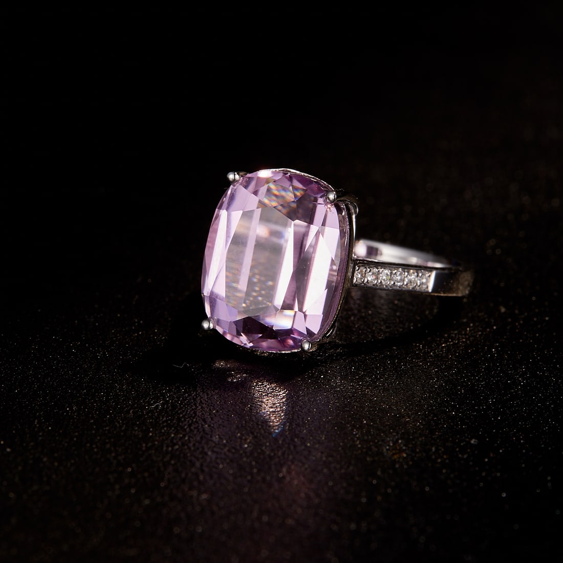 14k Gold 10.23 Ctw Natural Kunzite & Diamond Ring - 3