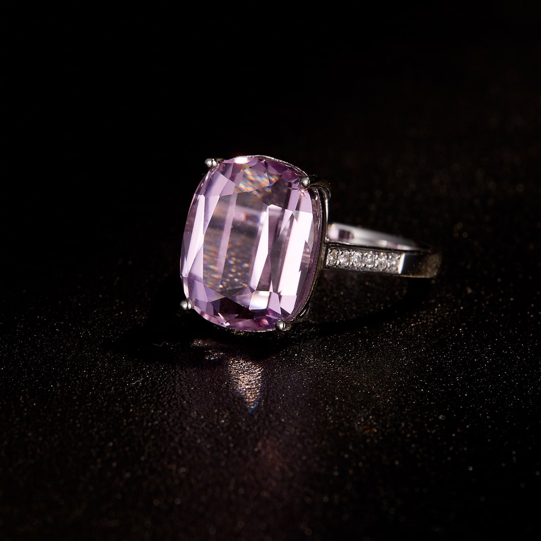 14k Gold 10.23 Ctw Natural Kunzite & Diamond Ring - 4