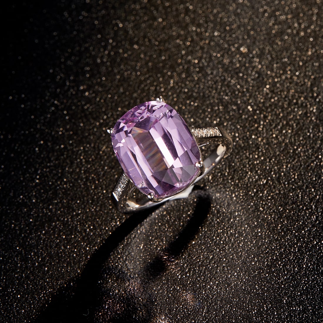 14k Gold 10.23 Ctw Natural Kunzite & Diamond Ring - 7