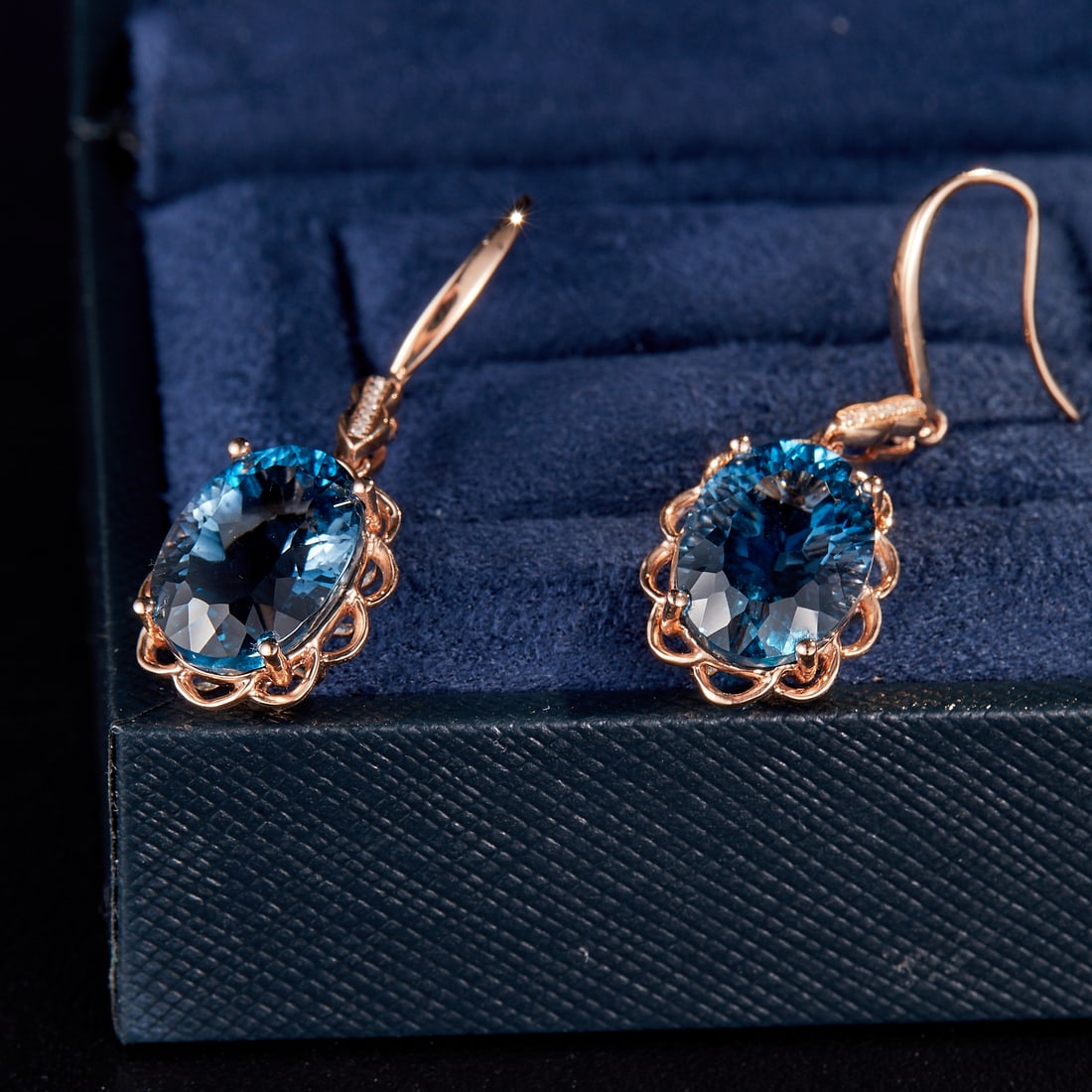 14k Gold 9.34 Ctw Natural Topaz & Diamond Earrings - 2