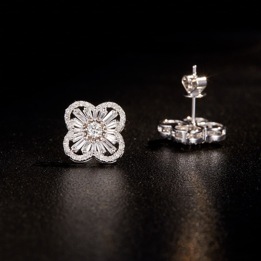 14k Gold 0.72 Ct Natural H Diamond Earrings - 5