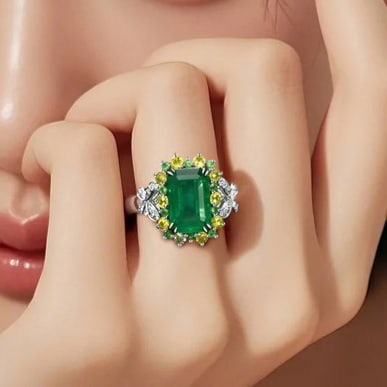 14k Gold 2.96 Ctw Natural Emerald & Sapphire Ring - 2