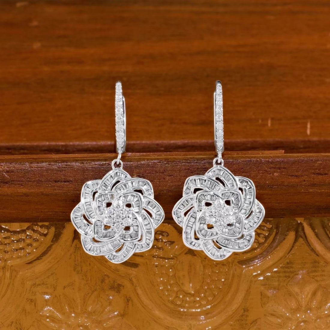14k Gold 0.9 Ct Natural H Diamond Earrings - 5