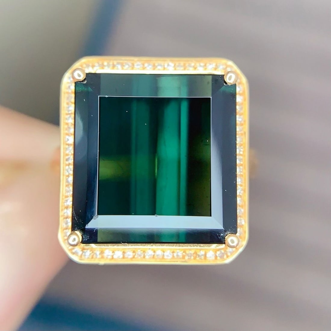 14k Gold 7.8 Ct Natural Tourmaline & Diamond Ring - 6