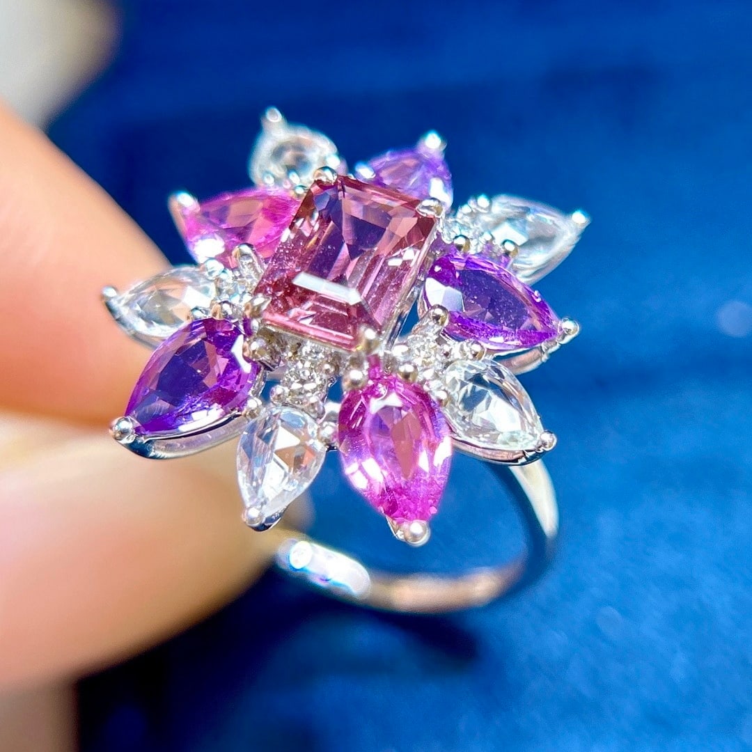 14k Gold 3.93 Ctw Natural Sapphire & Sapphire Ring - 5