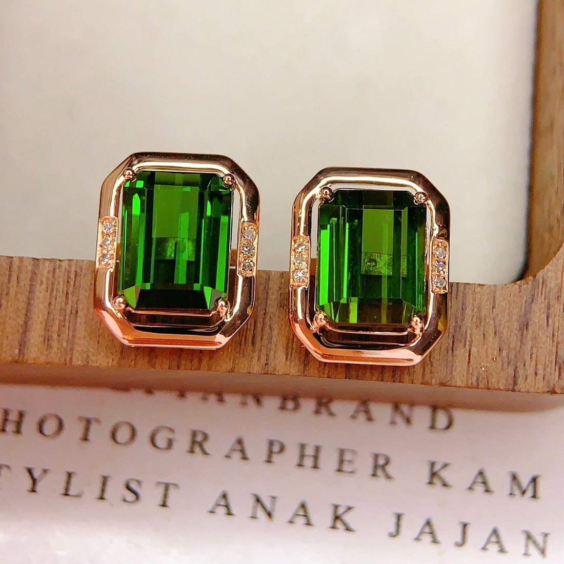 14k Gold 5.3 Ct Natural Tourmaline & Diamond Earrings - 2