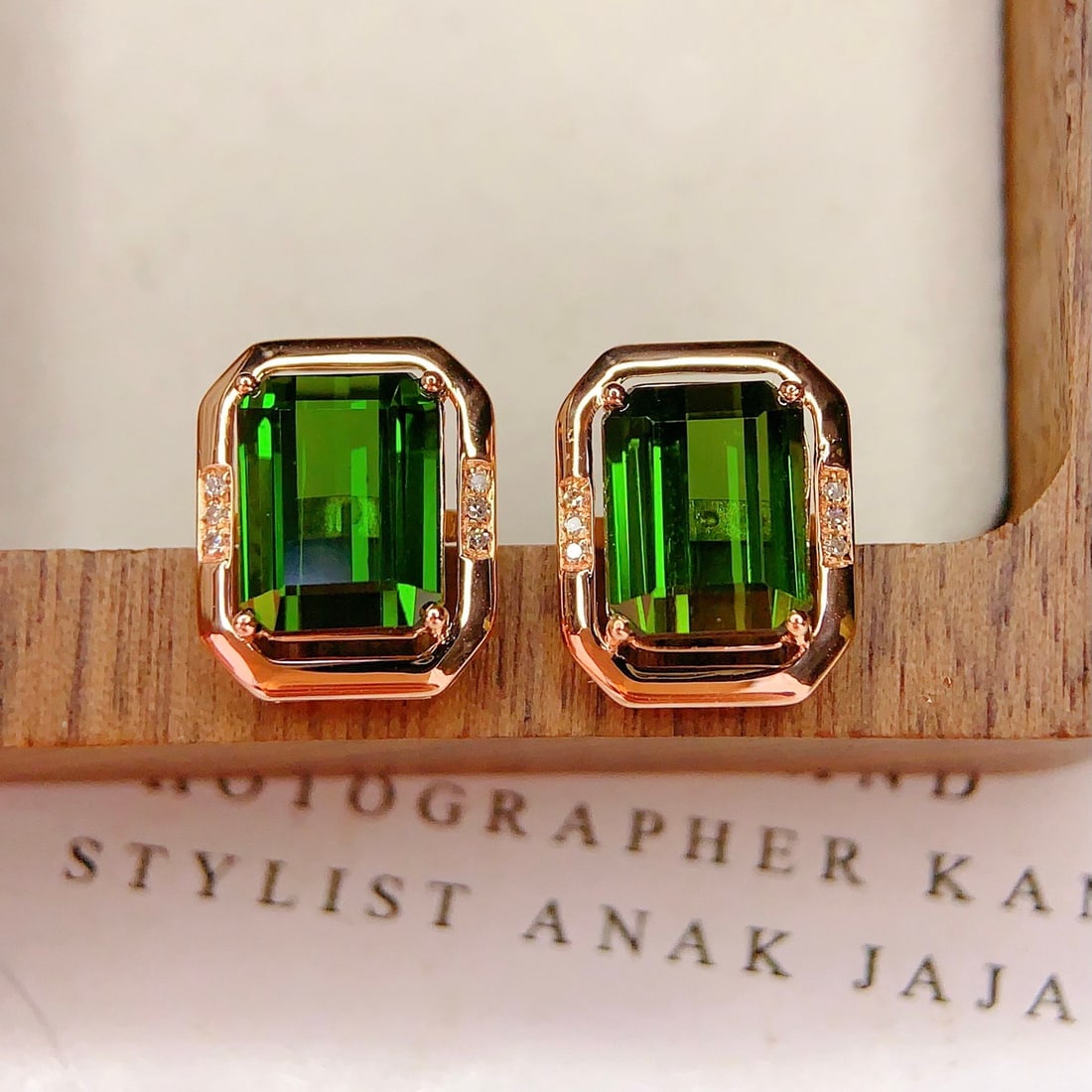 14k Gold 5.3 Ct Natural Tourmaline & Diamond Earrings - 5