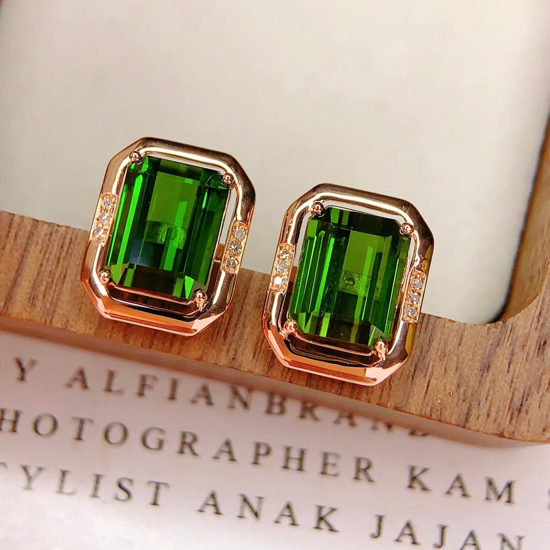 14k Gold 5.3 Ct Natural Tourmaline & Diamond Earrings - 6