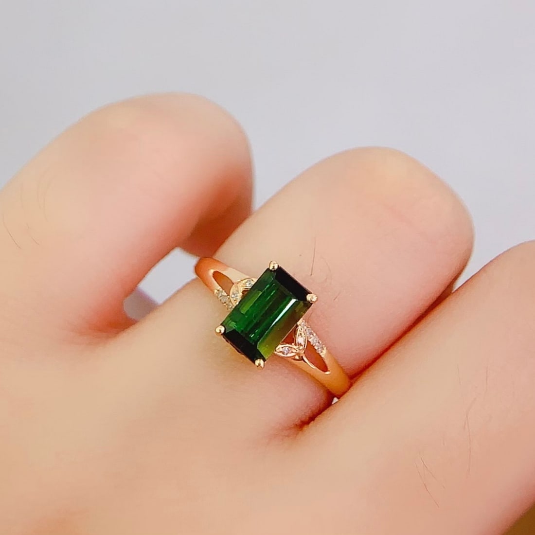 14k Gold 1.7 Ct Natural Tourmaline & Diamond Ring - 5