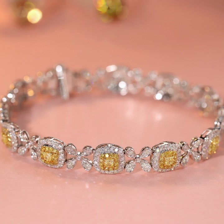14k Gold 2.85 Ct Natural Color Diamond Bracelet: Ref:231171151 // gold content:14k gold // main gemstone:diamond // shape:multiple // carat weight:2. 85ct // clarity grade:vs-si // color:color // treatment:natural // Condition: New Low Estimate:
