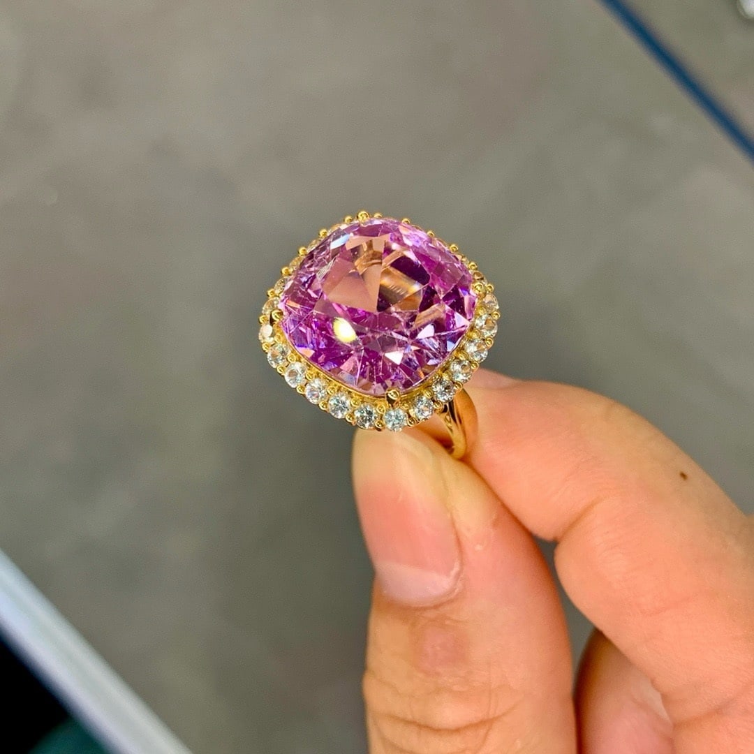 14k Gold 15.78 Ctw Natural Kunzite & Spinel Ring - 2