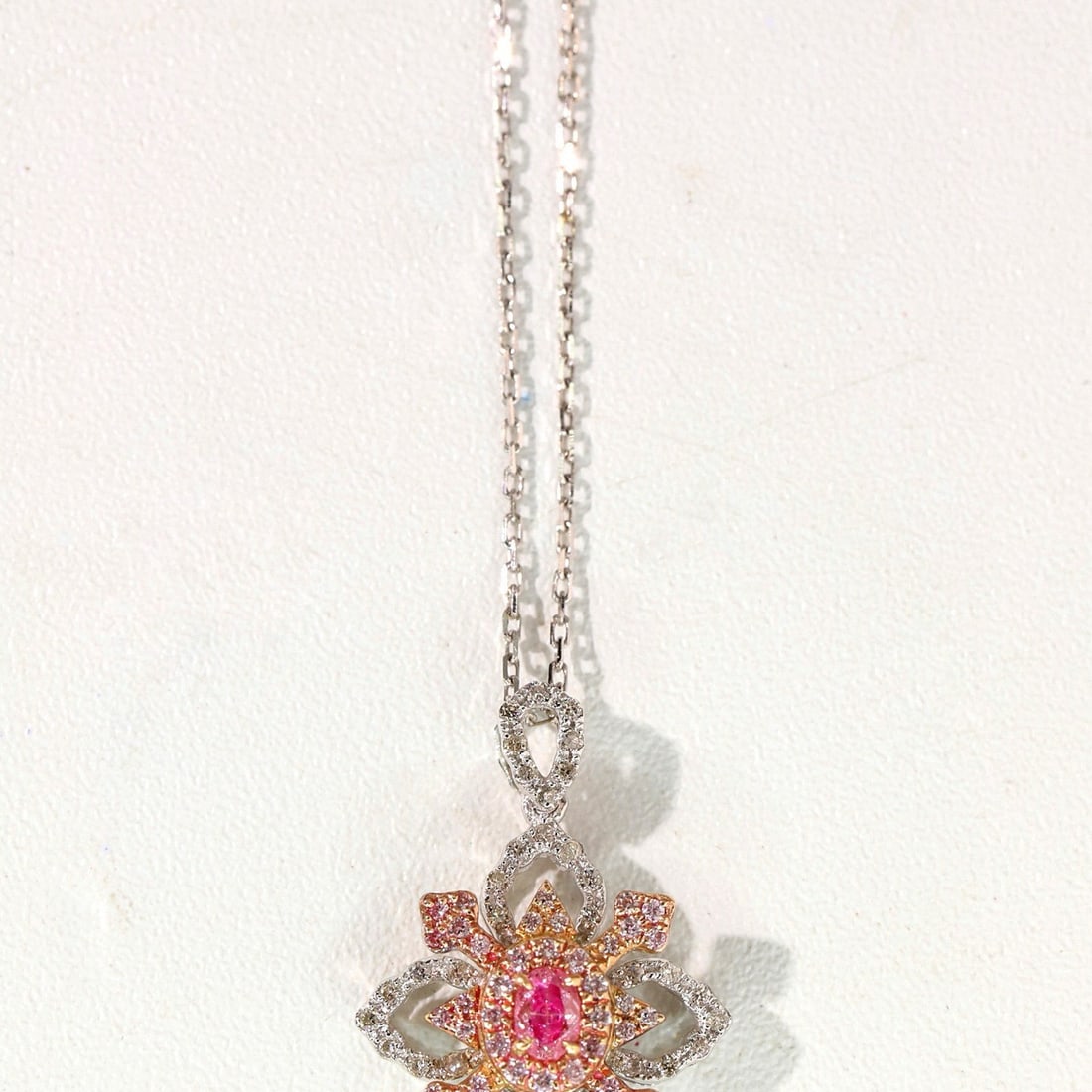 14k Gold 0.40 Ctw Natural Pink Diamond & Diamond Necklace - 3