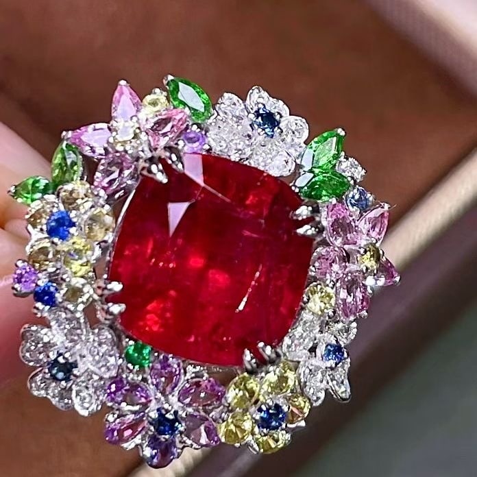 14k Gold 4.89 Ctw Natural Tourmaline & Coloured Gemstone Ring - 2