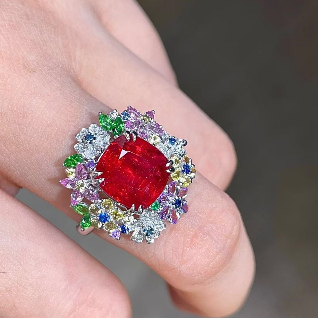 14k Gold 4.89 Ctw Natural Tourmaline & Coloured Gemstone Ring - 5