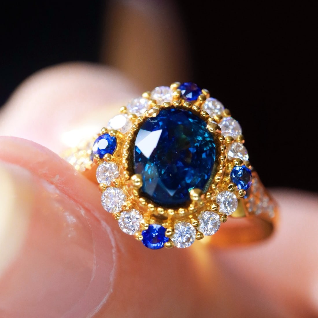 14k Gold 1.39 Ctw Natural Sapphire & Diamond Ring - 2