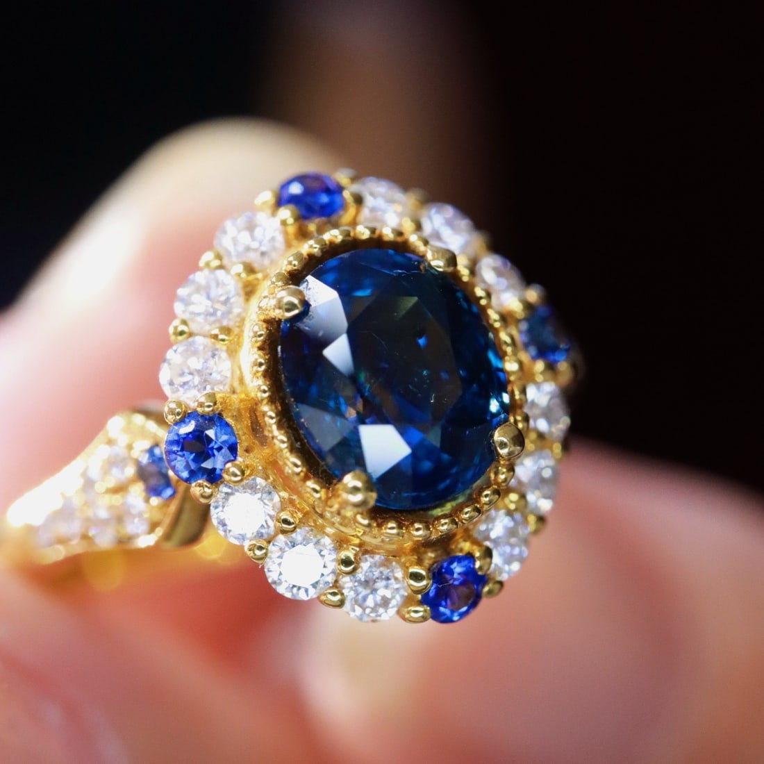 14k Gold 1.39 Ctw Natural Sapphire & Diamond Ring - 3