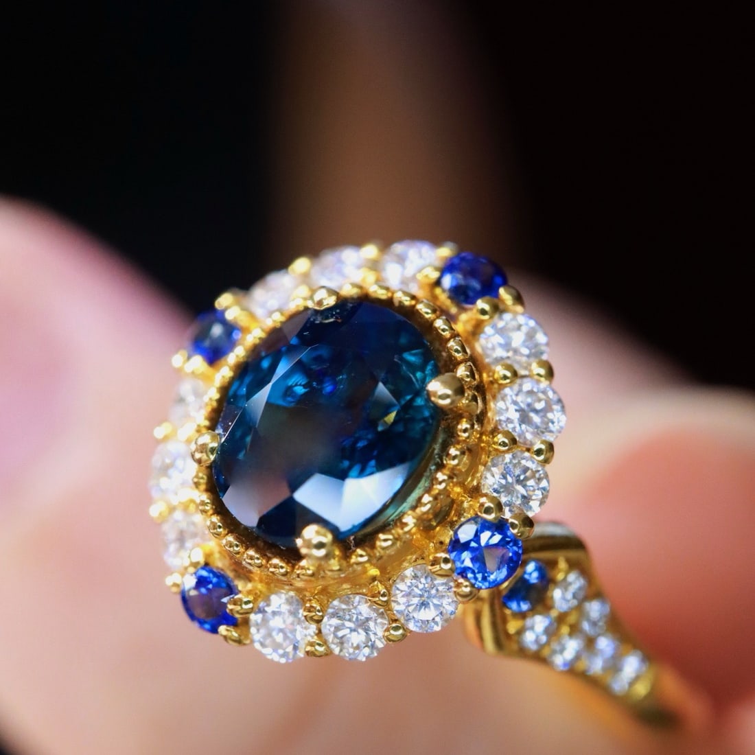 14k Gold 1.39 Ctw Natural Sapphire & Diamond Ring - 4