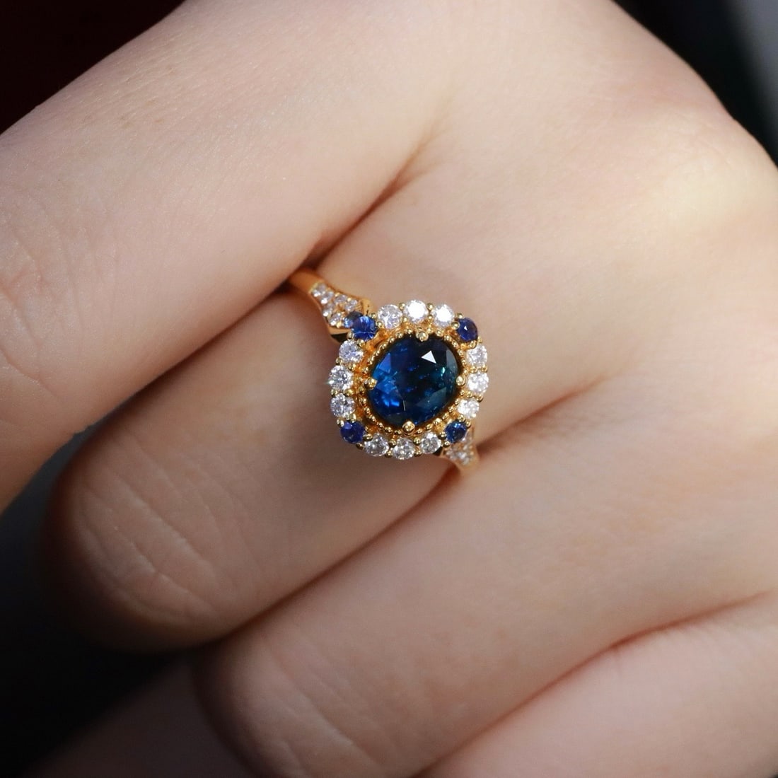 14k Gold 1.39 Ctw Natural Sapphire & Diamond Ring - 5