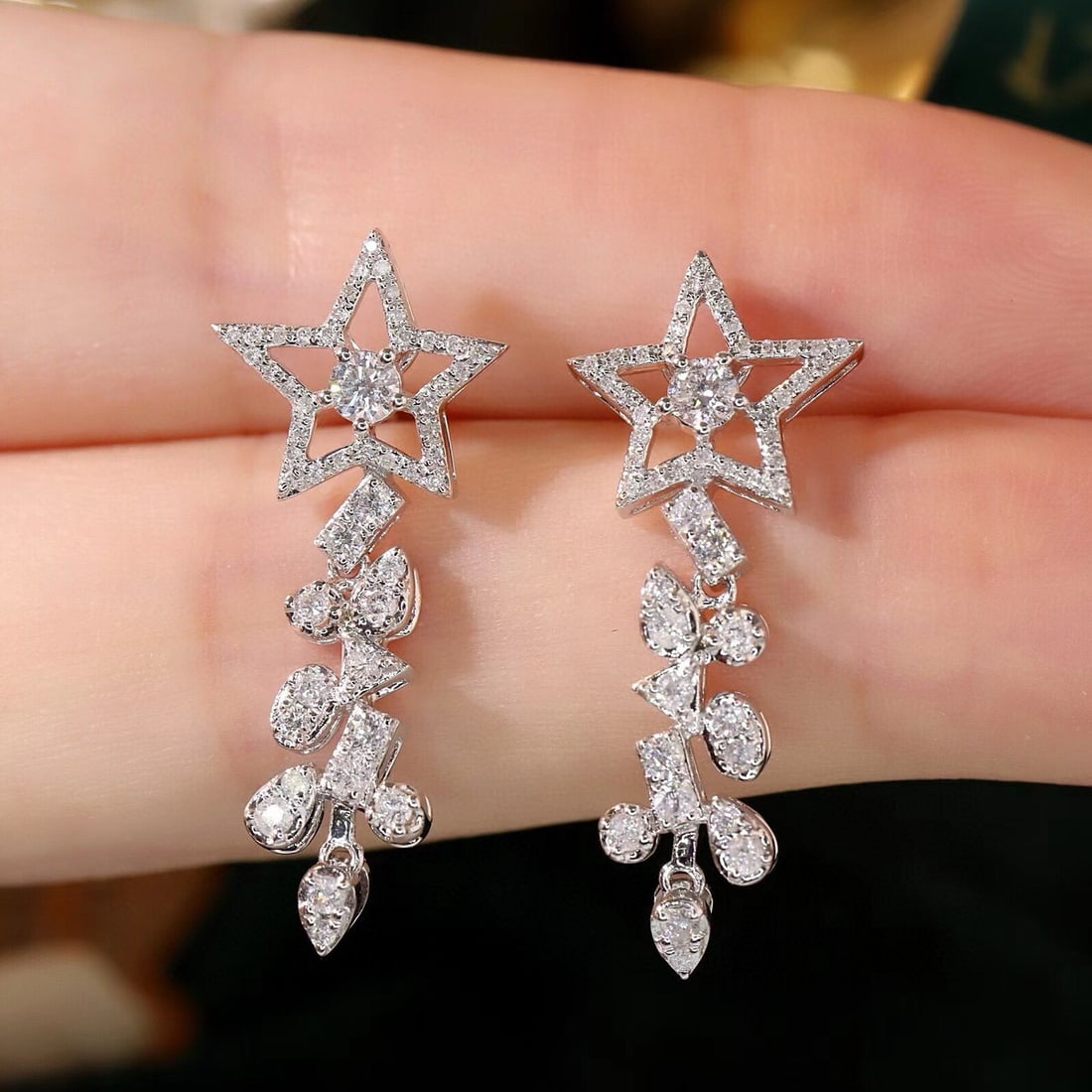 14k Gold 0.84 Ct Natural H Diamond Earrings - 4