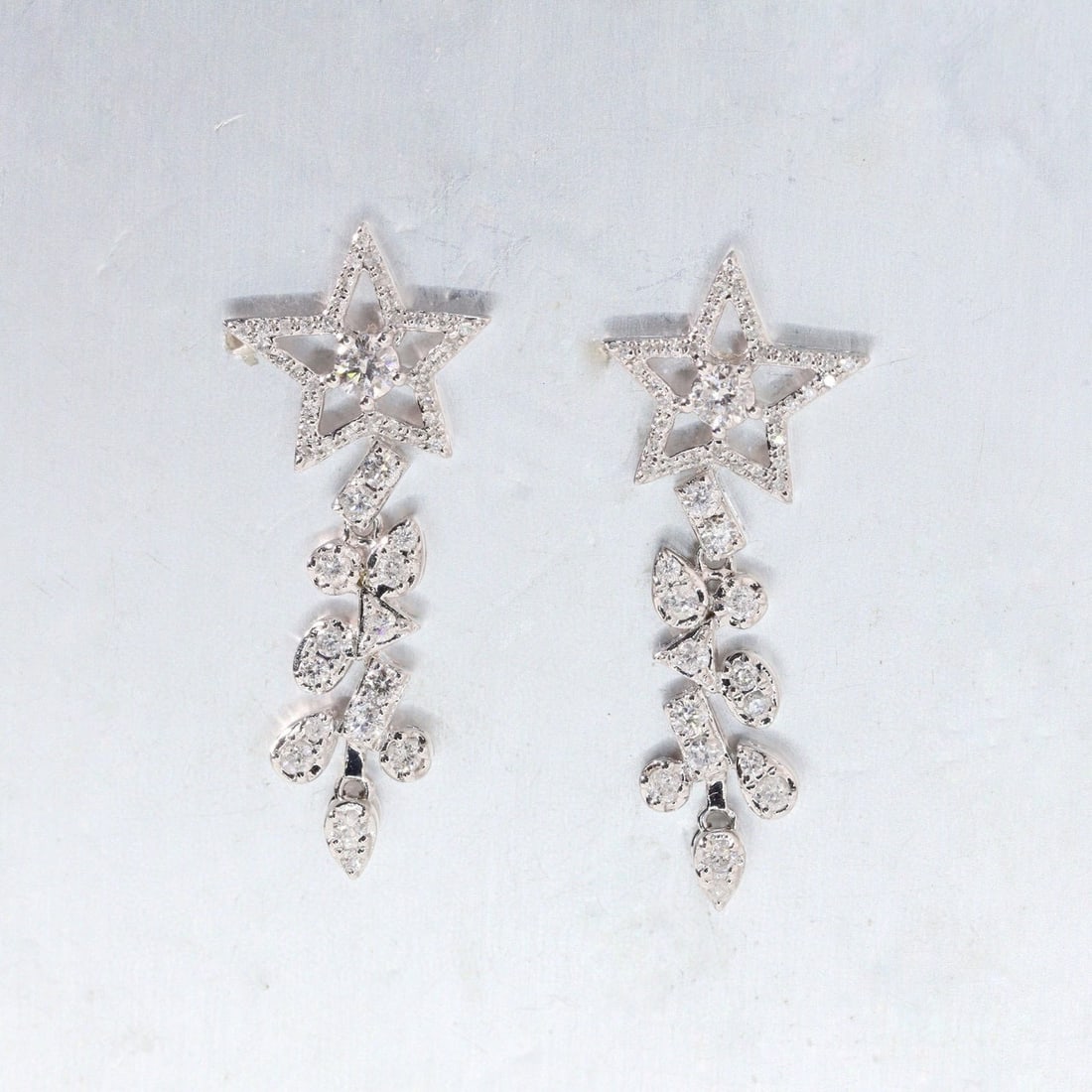 14k Gold 0.84 Ct Natural H Diamond Earrings - 7