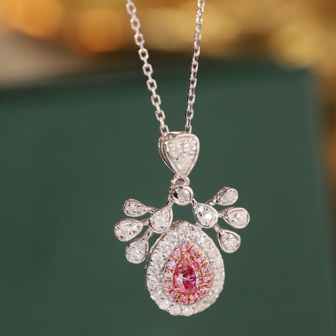 14k Gold 0.47 Ctw Natural Pink Diamond & Diamond Necklace - 7