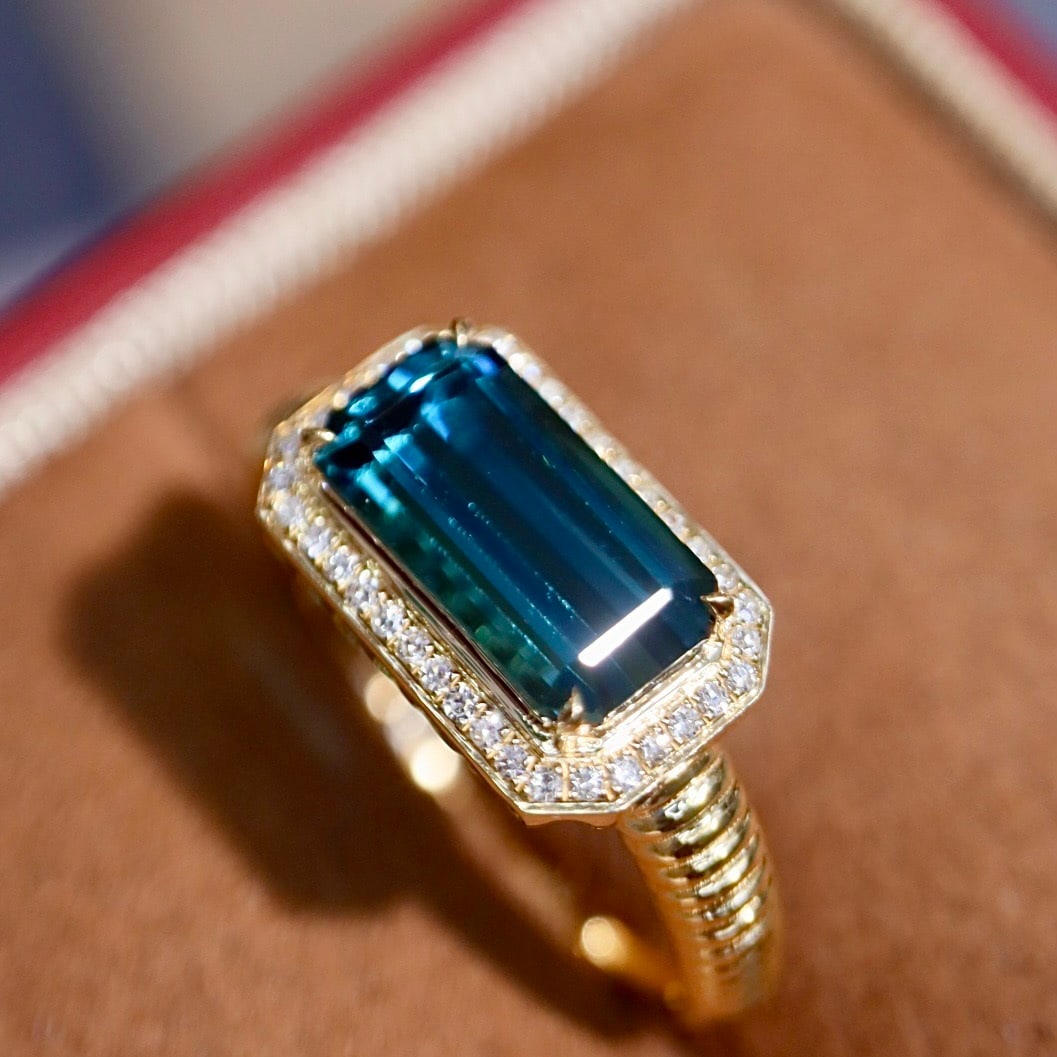 14k Gold 2.42 Ctw Natural Tourmaline & Diamond Ring - 2