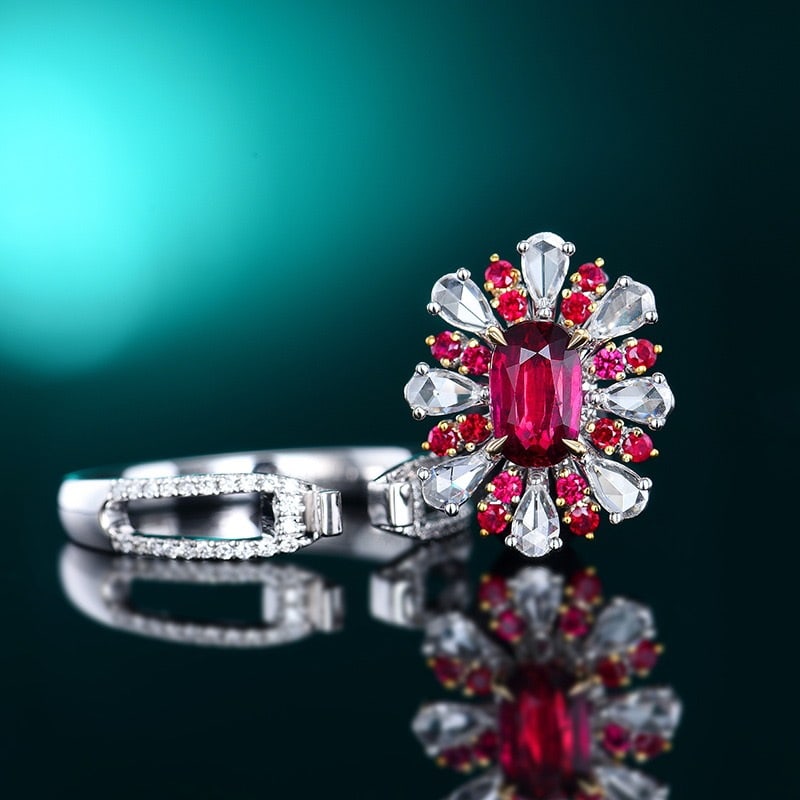 14k Gold 1.45 Ctw Natural Ruby & Diamond Ring/pendant( Without Chain ) - 4