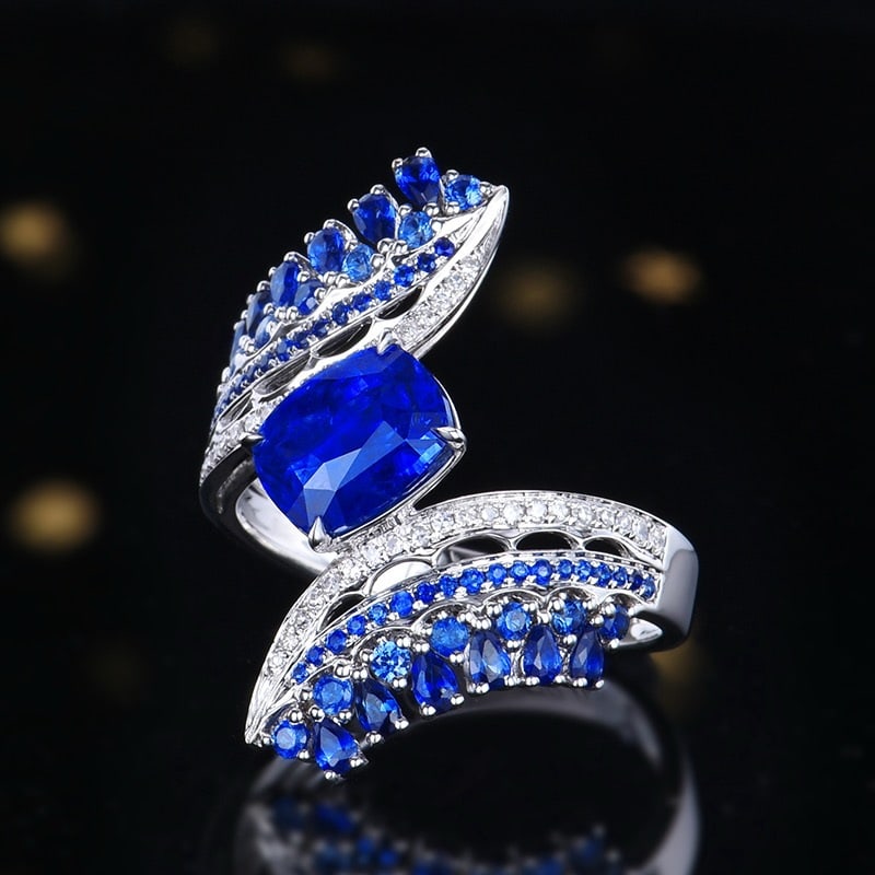 14k Gold 2.15 Ctw Natural Sapphire & Diamond Ring - 2