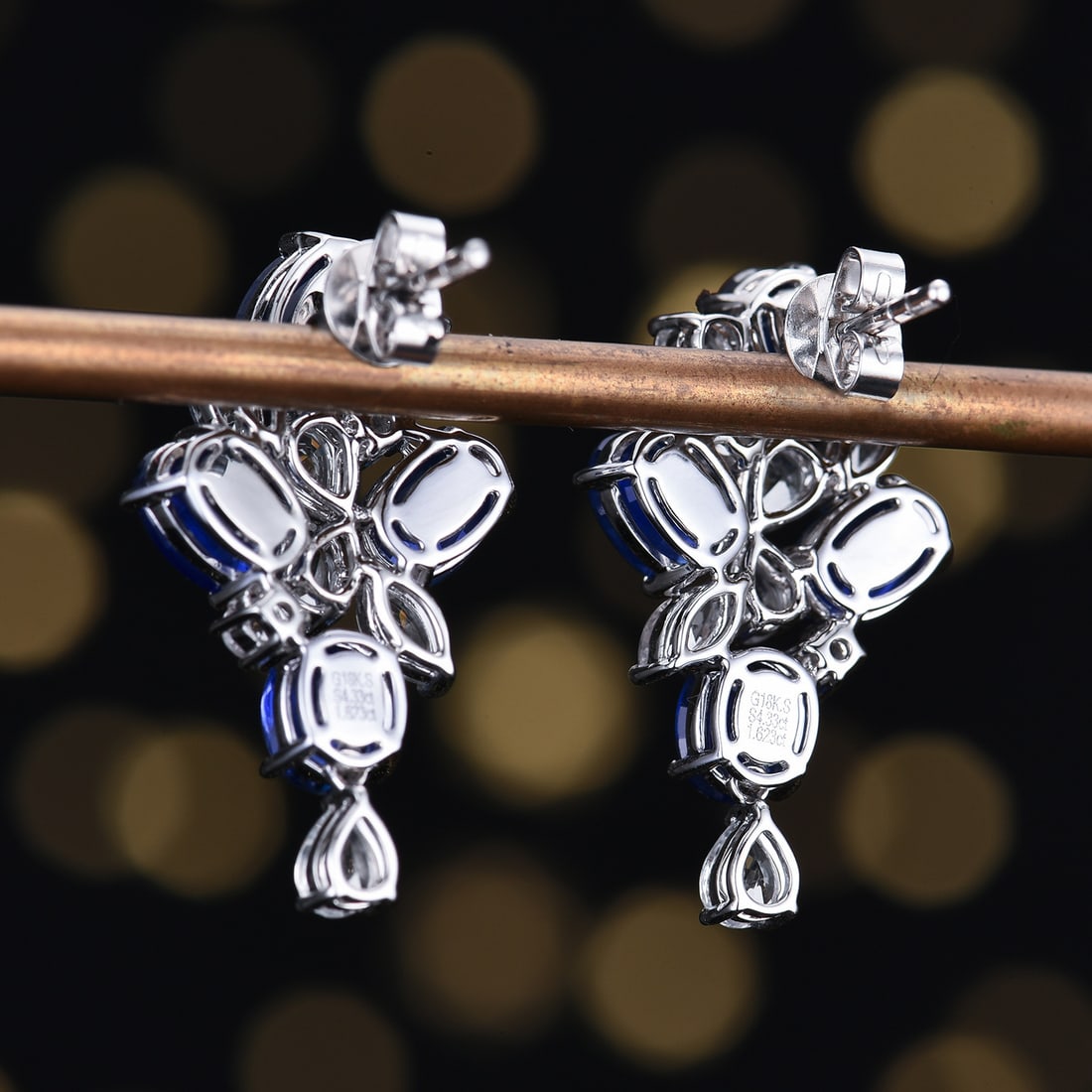 14k Gold 5.95 Ctw Natural Sapphire & Sapphire Earrings - 4