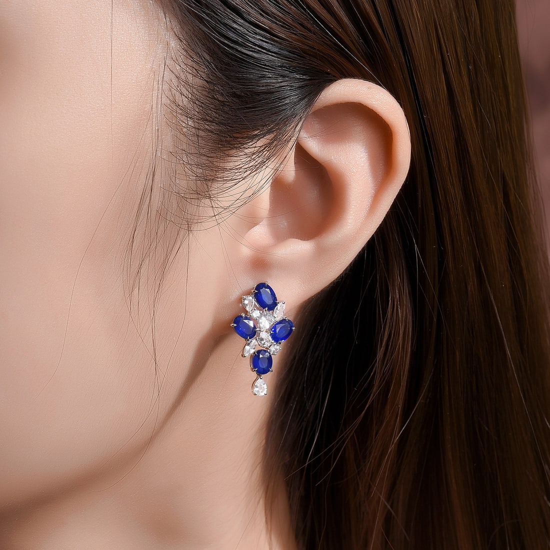14k Gold 5.95 Ctw Natural Sapphire & Sapphire Earrings - 5