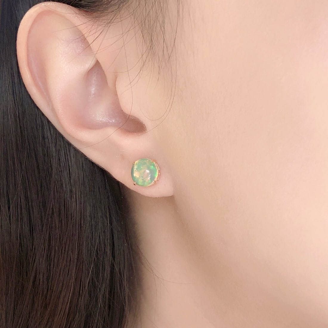 14k Gold 2.54 Ct Natural Opal Earrings - 5