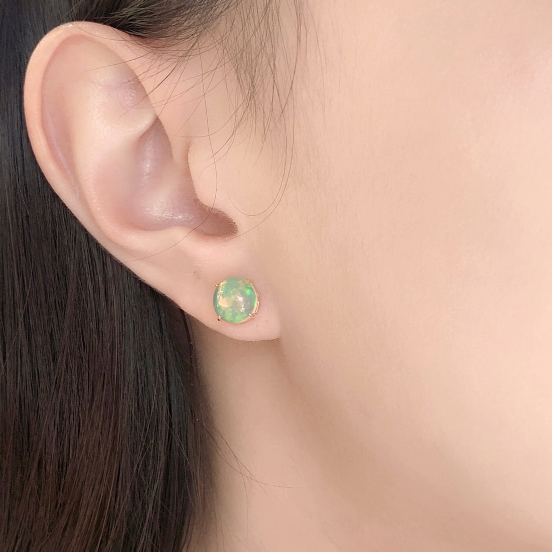 14k Gold 2.54 Ct Natural Opal Earrings - 6