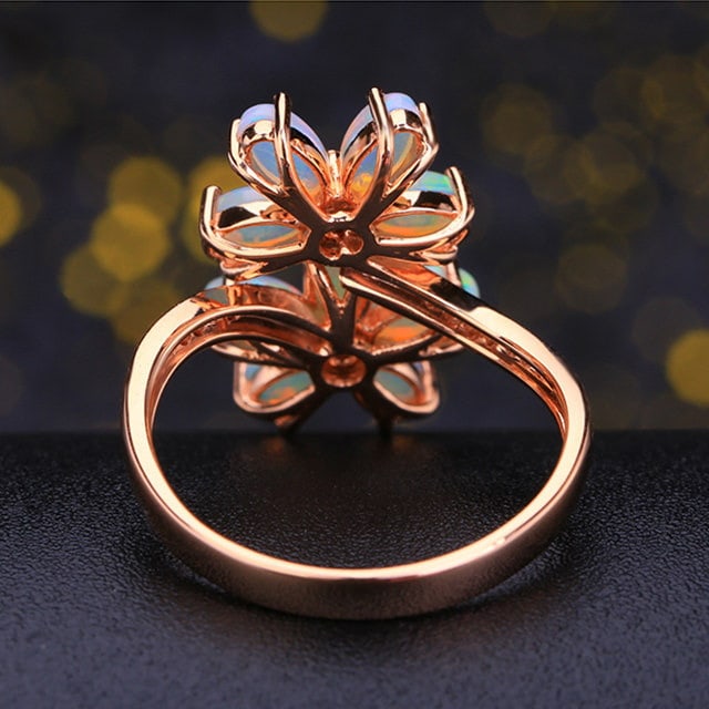 14k Gold 1.78 Ctw Natural Opal & Diamond Ring - 4