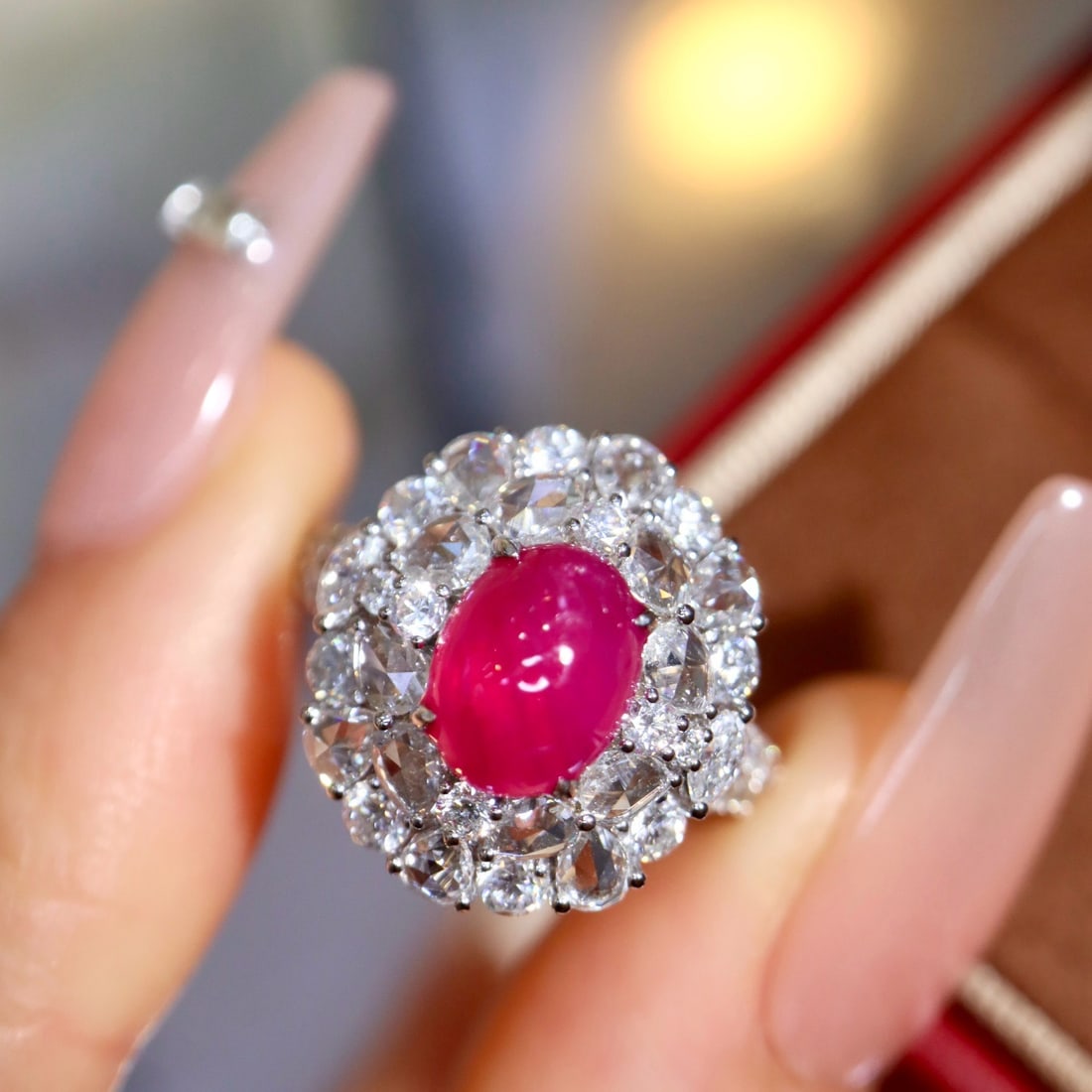 14k Gold 4.07 Ctw Natural Ruby & Diamond Ring - 6