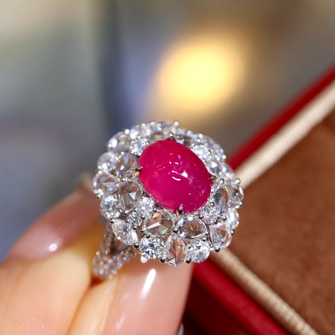 14k Gold 4.07 Ctw Natural Ruby & Diamond Ring - 7