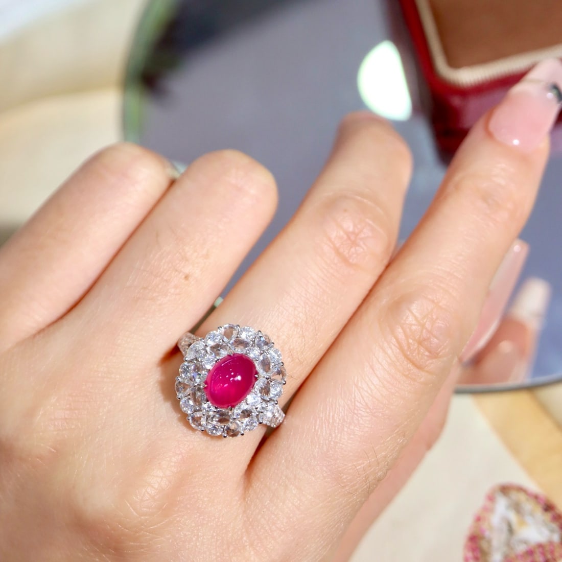 14k Gold 4.07 Ctw Natural Ruby & Diamond Ring - 8