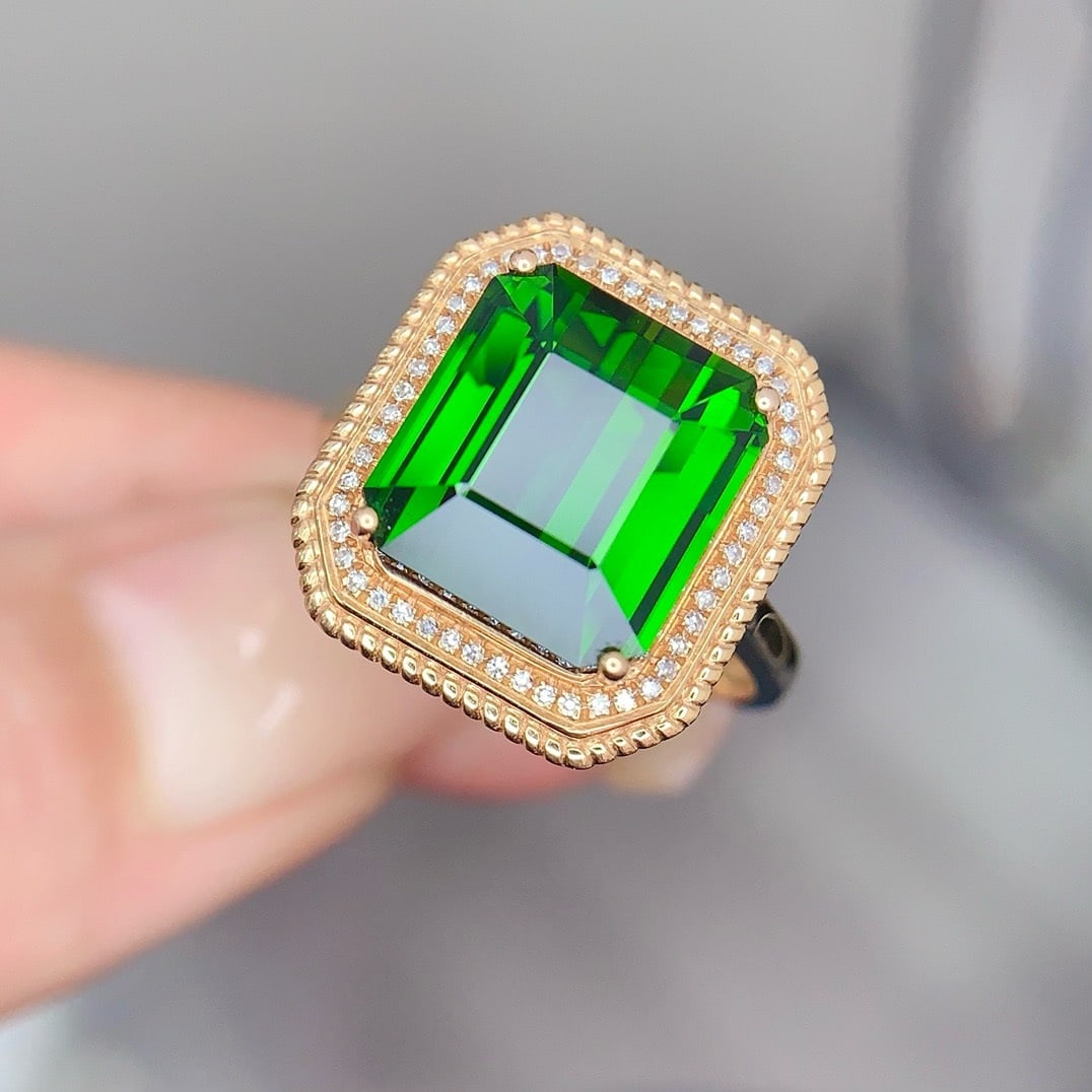 14k Gold 7.5 Ct Natural Tourmaline & Diamond Ring - 2