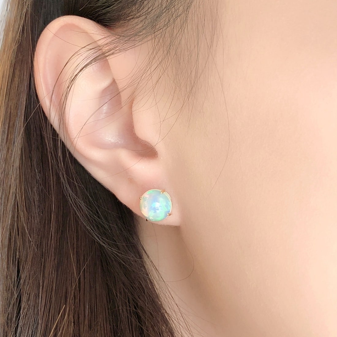 14k Gold 3.30 Ct Natural Opal Earrings - 6
