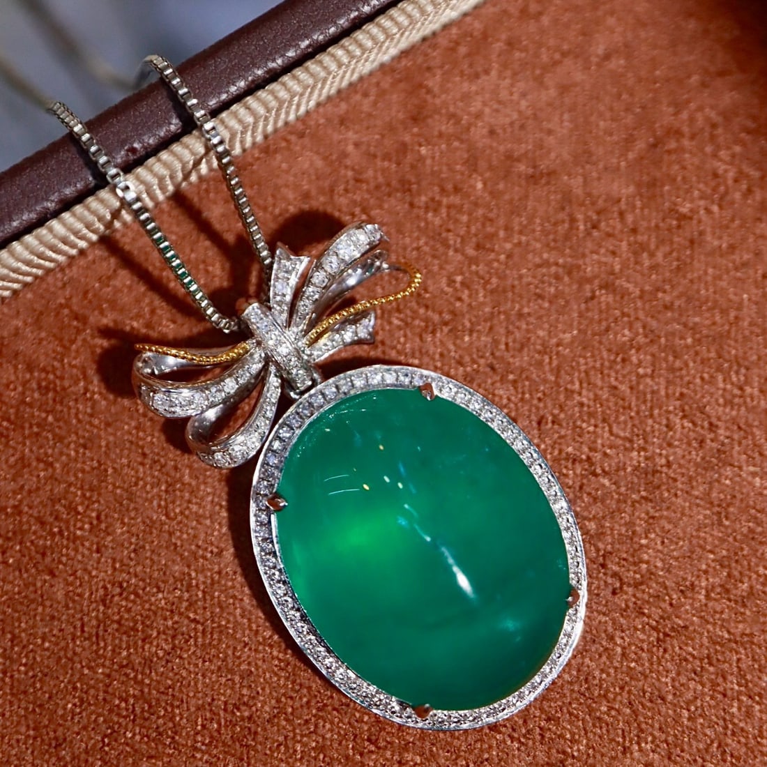 14k Gold 19.42 Ctw Natural Emerald & Diamond Pendant( Without Chain ) - 5