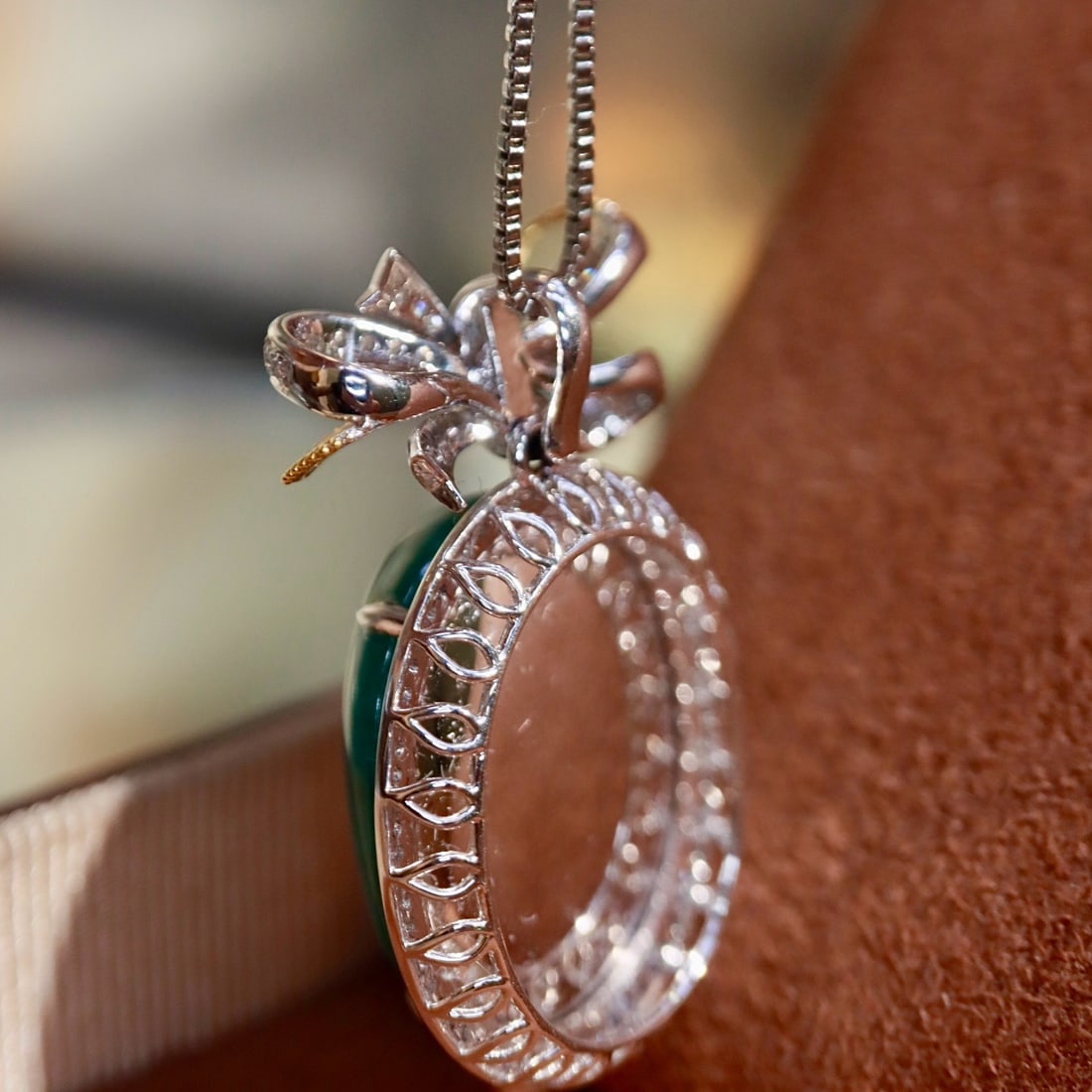 14k Gold 19.42 Ctw Natural Emerald & Diamond Pendant( Without Chain ) - 7
