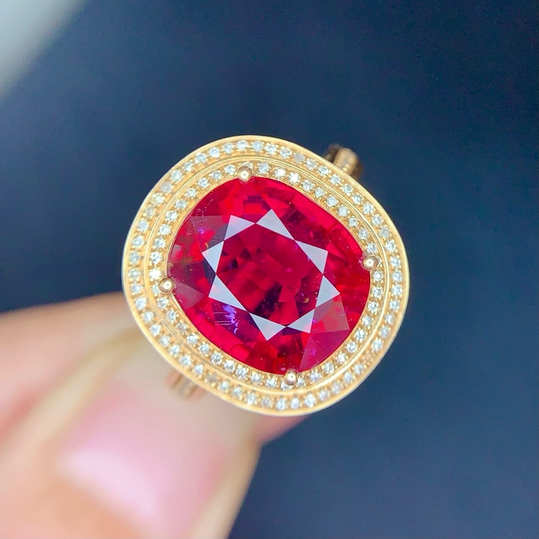 14k Gold 5 Ct Natural Tourmaline & Diamond Ring - 2